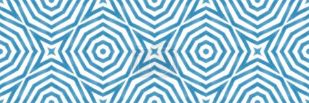 Chevron Streifen nahtlosen Rand. Blauer symmetrischer Kaleidoskop-Hintergrund. Kühnes dekoratives Gestaltungselement für Hintergrund. Geometrisches Chevron-Streifen-Muster.