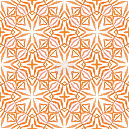 Photo for Medallion seamless pattern. Orange ravishing boho chic summer design. Textile ready fresh print, swimwear fabric, wallpaper, wrapping. Watercolor medallion seamless border. - Royalty Free Image