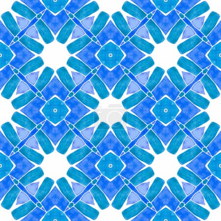 Medaillon nahtloses Muster. Blaues, ungewöhnliches Boho-Chic-Sommerdesign. Aquarell Medaillon nahtlose Bordüre. Textilfertiger einzigartiger Druck, Bademodenstoff, Tapete, Verpackung.