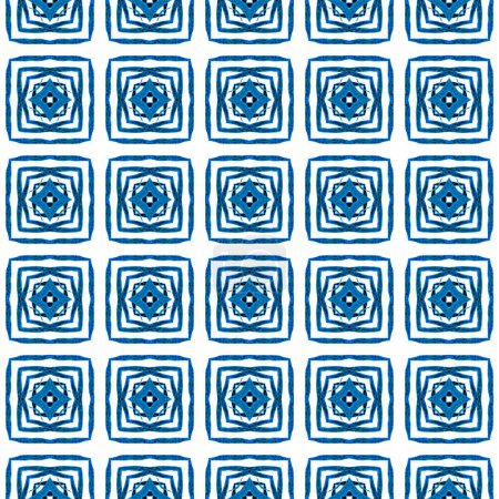 Tropisches nahtloses Muster. Blaues feines Boho-Chic-Sommerdesign. Textilfertiger formschöner Druck, Bademodenstoff, Tapete, Verpackung. Handgezeichnete tropische nahtlose Grenze.