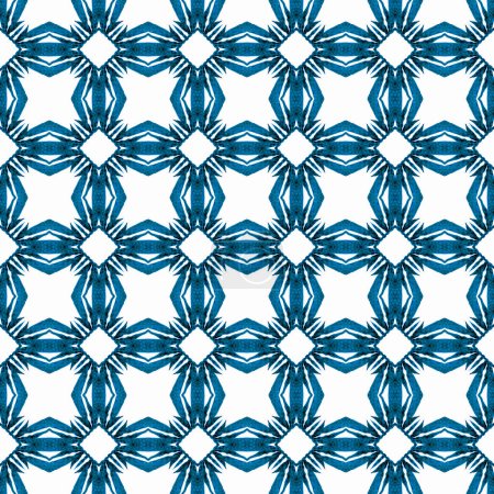 Oriental arabesque hand drawn border. Blue authentic boho chic summer design. Textile ready exotic print, swimwear fabric, wallpaper, wrapping. Arabesque hand drawn design.