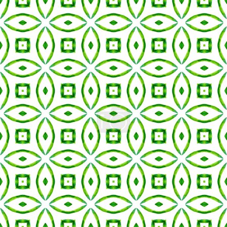 Medallion seamless pattern. Green artistic boho chic summer design. Watercolor medallion seamless border. Textile ready symmetrical print, swimwear fabric, wallpaper, wrapping.