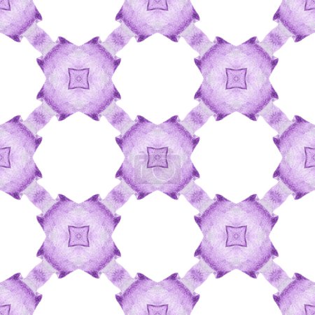 Photo for Ethnic hand painted pattern. Purple lovely boho chic summer design. Watercolor summer ethnic border pattern. Textile ready astonishing print, swimwear fabric, wallpaper, wrapping. - Royalty Free Image