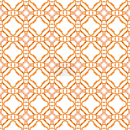 Photo for Textile ready extraordinary print, swimwear fabric, wallpaper, wrapping. Orange graceful boho chic summer design. Medallion seamless pattern. Watercolor medallion seamless border. - Royalty Free Image