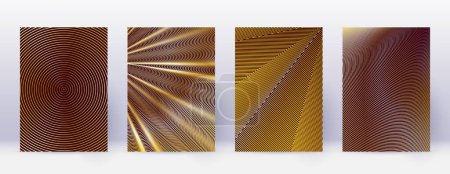 Art business card. Abstract lines modern brochure template. Gold vibrant gradients geometry on bordo background. Eminent cover, brochure, poster, book etc.