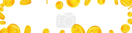 Illustration for Korean won coins falling. Scattered gold WON coins. Korea money. Global financial crisis concept. Panoramic vector illustration. - Royalty Free Image