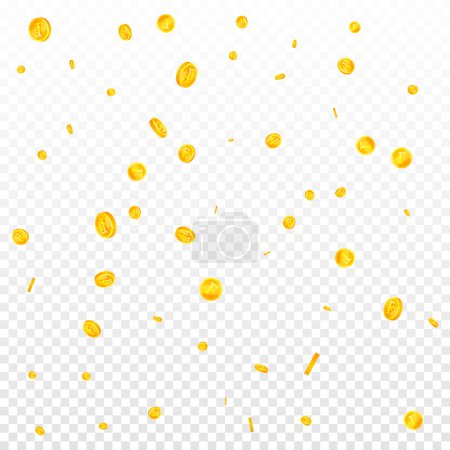 Swiss franc coins falling. Gold scattered CHF coins. Switzerland money. Global financial crisis concept. Square vector illustration.