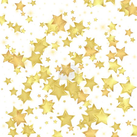 Magic stars vector overlay.  Gold stars scattered around randomly, falling down, floating.  Chaotic dreamy childish overlay template. Vector magic overlay  on white background.