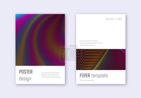 Minimalistic cover design template set. Rainbow abstract lines on wine red background. Eminent cover design. Authentic catalog, poster, book template etc.