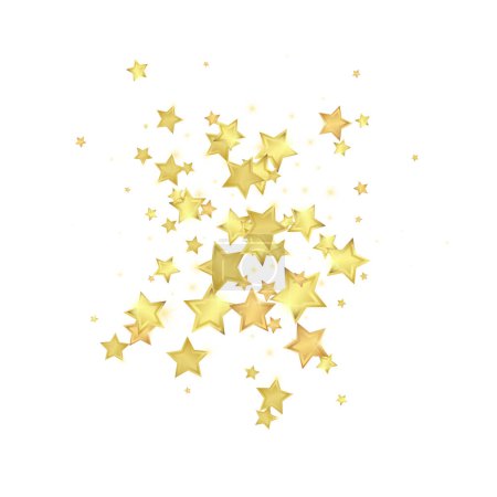 Magische Sterne Vektor-Overlay. Goldsterne verstreuten sich zufällig, fielen herunter und schwebten. Chaotisch verträumte, kindliche Overlay-Vorlage. Vektor-Magie-Overlay auf weißem Hintergrund.