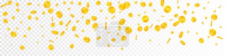 Thai baht coins falling. Gold scattered THB coins. Thailand money. Great business success concept. Panoramic vector illustration.