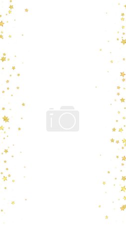 Magic stars vector overlay.  Gold stars scattered around randomly, falling down, floating.  Chaotic dreamy childish overlay template. Miraculous starry night vector  on white background.