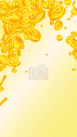 Russian ruble coins falling. Scattered gold RUB coins. Russia money. Global financial crisis concept. Vector illustration.
