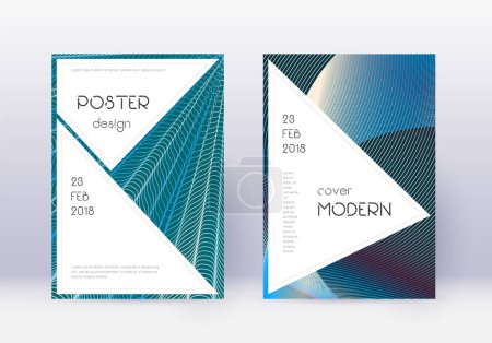 Illustration for Stylish cover design template set. Red abstract lines on white blue background. Fascinating cover design. Breathtaking catalog, poster, book template etc. - Royalty Free Image