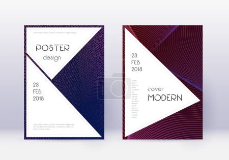Illustration for Stylish cover design template set. Violet abstract lines on dark background. Fascinating cover design. Grand catalog, poster, book template etc. - Royalty Free Image