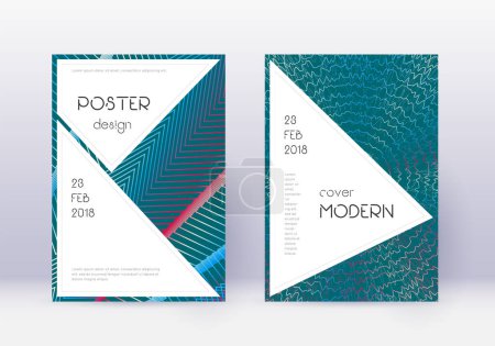 Illustration for Stylish cover design template set. Red abstract lines on white blue background. Fascinating cover design. Astonishing catalog, poster, book template etc. - Royalty Free Image