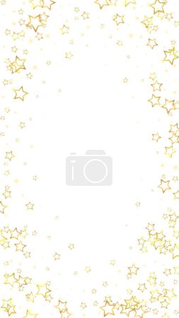 Twinkle stars scattered around randomly, flying, falling down, floating.  Christmas celebration concept. Festive stars vector illustration on white background.