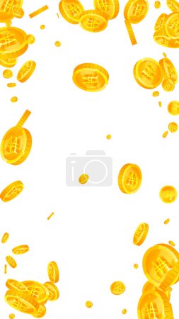 Illustration for Korean won coins falling. Scattered gold WON coins. Korea money. Great business success concept. Vector illustration. - Royalty Free Image