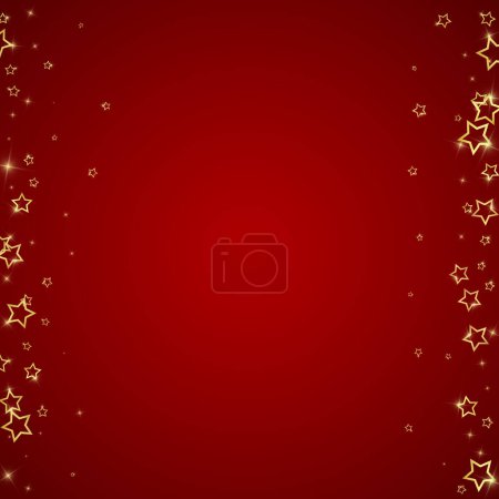 Starry night fairy tale background. Cute sparkling twinkles, christmas spirit in the air. Festive stars vector illustration on red background.