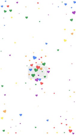 Herz-Konfetti-Valentinstag überlagert. Regenbogenfarbene verstreute Herzen. LGBT Valentinskarte. Fröhliches Herz Konfetti Vektor Illustration