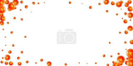 Illustration for Vitamin A round capsules scattered randomly.  Beauty treatment and nutrition skin care.   Healthy life concept. Medical and scientific background. - Royalty Free Image