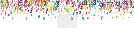 Falling colorful numbers. Math study concept with flying digits. Back to school mathematics banner on white background. Falling numbers vector illustration.