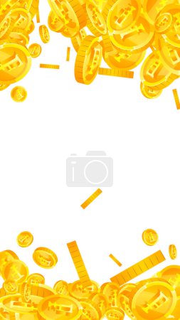 Swiss franc coins falling. Gold scattered CHF coins. Switzerland money. Jackpot wealth or success concept. Vector illustration.