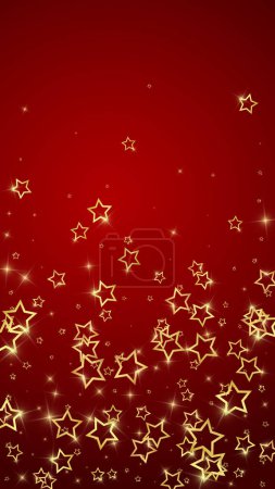 Starry night fairy tale background. Cute sparkling twinkles, christmas spirit in the air. Festive stars vector illustration on red background.