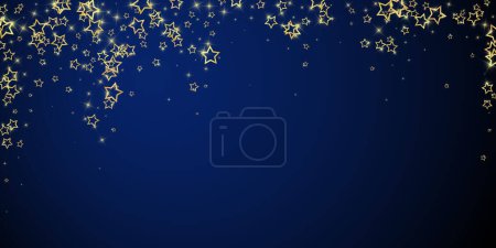 Superposición de vectores de estrellas de Navidad. Estrellas mágicas de lujo confeti espumoso. Espíritu navideño. Ilustración vectorial de estrellas festivas sobre fondo azul oscuro.
