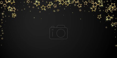 Weihnachtsstimmung. Verstreute Sternschnuppen. Festliche Weihnachtskonfetty-Overlay-Vorlage. Festliche Sterne Vektor Illustration auf schwarzem Hintergrund.