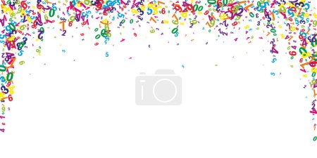 Falling colorful numbers. Math study concept with flying digits. Back to school mathematics banner on white background. Falling numbers vector illustration.