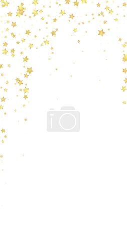 Magic stars vector overlay.  Gold stars scattered around randomly, falling down, floating.  Chaotic dreamy childish overlay template. Miraculous starry night vector  on white background.