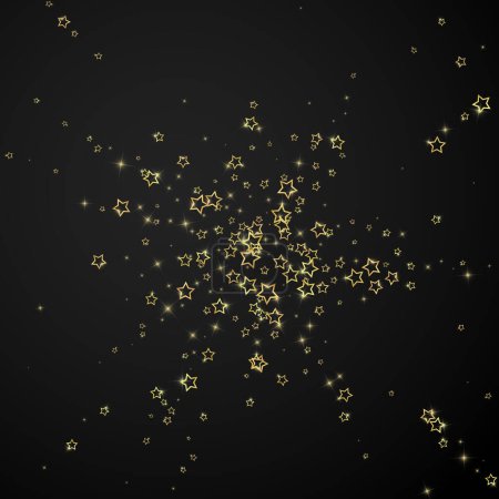 Esprit de Noël. Des étoiles tombantes éparpillées. Modèle de superposition de confiserie de Noël festive. Illustration vectorielle des étoiles festives sur fond noir.