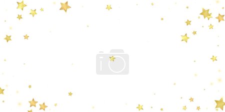 Magic stars vector overlay.  Gold stars scattered around randomly, falling down, floating.  Chaotic dreamy childish overlay template. on white background.