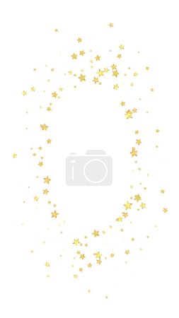 Magic stars vector overlay.  Gold stars scattered around randomly, falling down, floating.  Chaotic dreamy childish overlay template. Vector fairytale  on white background.
