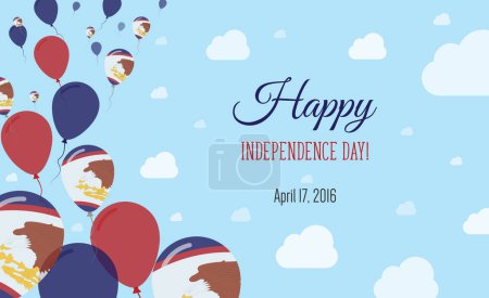 American Samoa Independence Day Sparkling Patriotic Poster. Row of Balloons in Colors of the American Samoan Flag. Greeting Card with National Flags, Blue Skyes and Clouds.