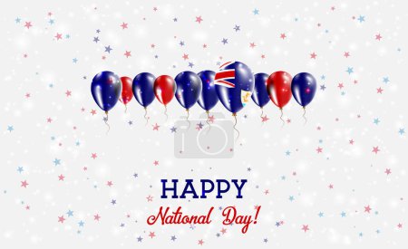 AnguillaIndependence Day Sparkling Patriotic Poster. Row of Balloons in Colors of the Anguillian  Flag. Greeting Card with National Flags, Confetti and Stars.