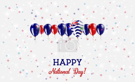 British Indian Ocean Territory Independence Day Sparkling Patriotic Poster. Row of Balloons in Colors of the Indian Flag. Greeting Card with National Flags, Confetti and Stars.