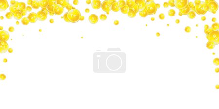 Illustration for Ferritin round droplets scattered randomly. Beauty treatment and nutrition skin care. Healthy life concept. Essential vitamins vector illustration. - Royalty Free Image