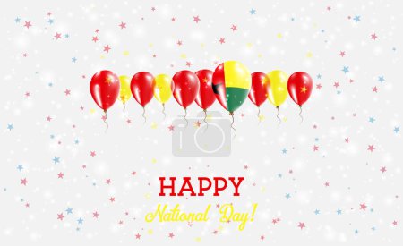 Guinea Independence Day Funkelndes patriotisches Plakat. Reihe von Luftballons in den Farben der guineischen Flagge. Grußkarte mit Nationalflaggen, Konfetti und Sternen.