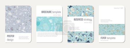 School diary cover design. Terrazzo abstract background made of natural stones, granite, quartz and marble. Venetian terrazzo texture school diary template.