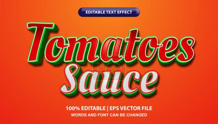 Illustration for Tomatoes sauce editable text effect template, bold font style with glossy effect - Royalty Free Image