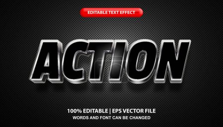 Téléchargez les illustrations : Action, editable text effect template, futuristic black neon light effect font style, movie title - en licence libre de droit