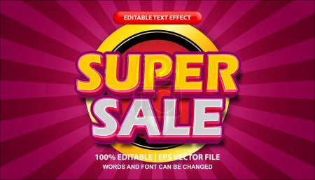 Super sale text, editable text effect template, 3d bold font suitable for online business promotion