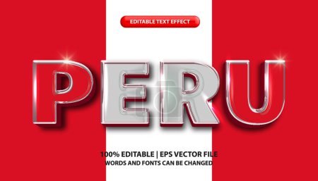 Téléchargez les illustrations : Modèle d'effet de texte modifiable, Pérou drapeau motif style d'effet de texte - en licence libre de droit