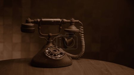Photo for Old vintage telephone photography in Sepia color, collection of Mandiri Museum. Jakarta, 21 march 2023. - Royalty Free Image