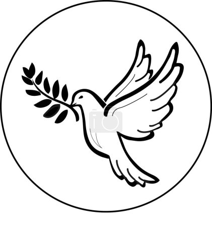 Logo colombe de la paix avec branche d'olivier dans le bec