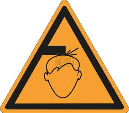 Irish triangular sign with orange background and black surround warning of danger 