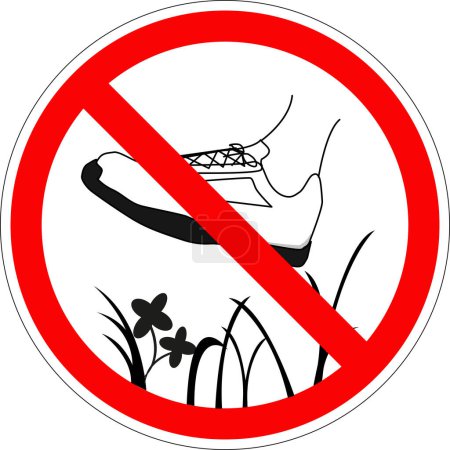 Rundes irisches Schild mit weißem Hintergrund und rotem Rand: Kein Betreten des Rasens.