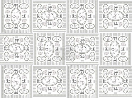 Ilustración de Arriere-plan forme par des carres avec a l'interieur des rubans, papillons et ovales - Imagen libre de derechos